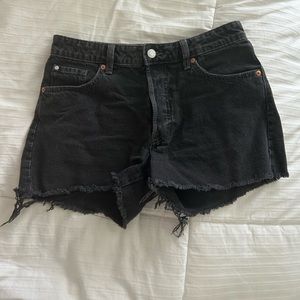 Black denim shorts